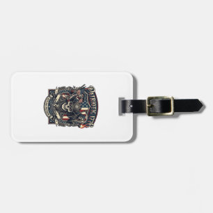 Patriotic Outlaw Skull Sheriff Dark Patriot Skelet Luggage Tag