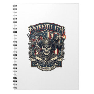 Patriotic Outlaw Skull Sheriff Dark Patriot Skelet Notebook