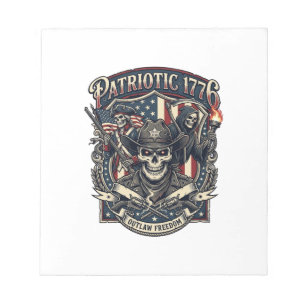 Patriotic Outlaw Skull Sheriff Dark Patriot Skelet Notepad