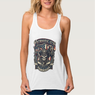 Patriotic Outlaw Skull Sheriff Dark Patriot Skelet Singlet