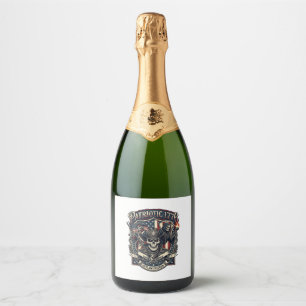 Patriotic Outlaw Skull Sheriff Dark Patriot Skelet Sparkling Wine Label