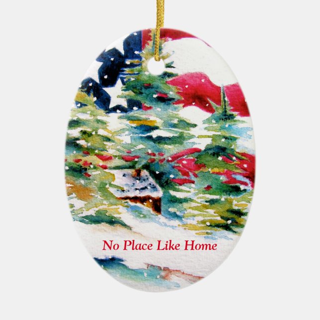 Patriotic Oval American Flag Ornament (Front)