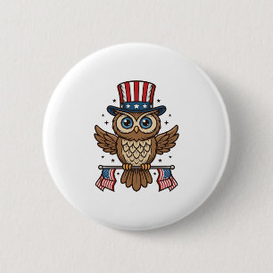 Patriotic Owl Vintage Engraving Graphic_1 6 Cm Round Badge