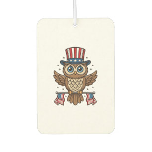 Patriotic Owl Vintage Engraving Graphic_1 Car Air Freshener