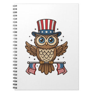 Patriotic Owl Vintage Engraving Graphic_1 Notebook