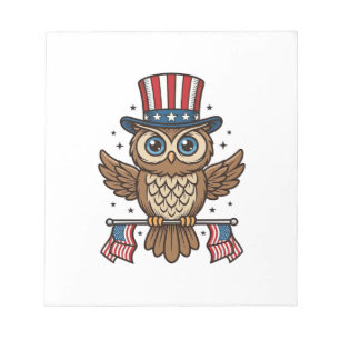 Patriotic Owl Vintage Engraving Graphic_1 Notepad