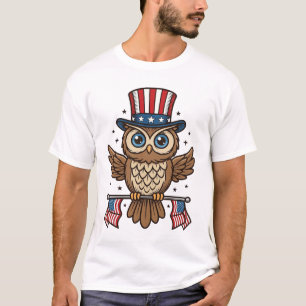 Patriotic Owl Vintage Engraving Graphic_1 T-Shirt