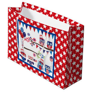 Patriotic Owls Large Gift Bag