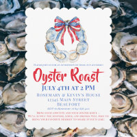 Patriotic Oyster Roast Invitation with Oyster Wrea