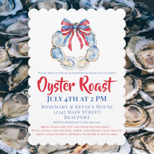 Patriotic Oyster Roast Invitation with Oyster Wrea (Creator Uploaded)