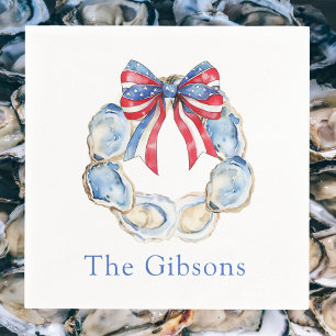 Patriotic Oyster Wreath Personalised Napkin