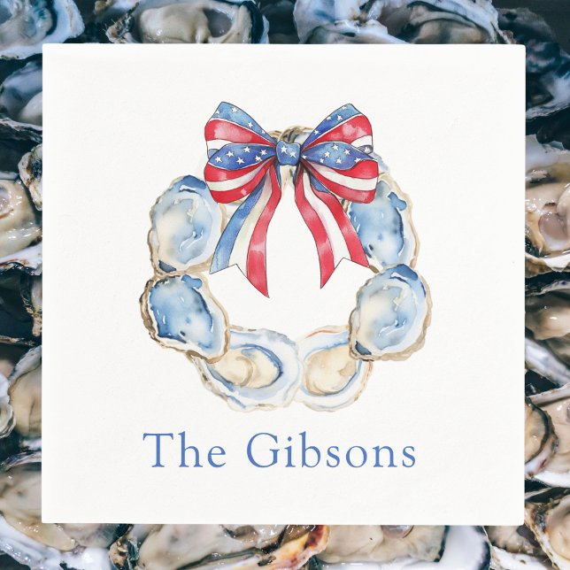 Patriotic Oyster Wreath Personalised Napkin (Creator Uploaded)