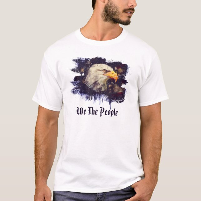*~*  Patriotic Painted American Eagle Head USA T-Shirt (Front)