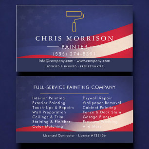 Patriotic Painter Contractor American Flag Business Card