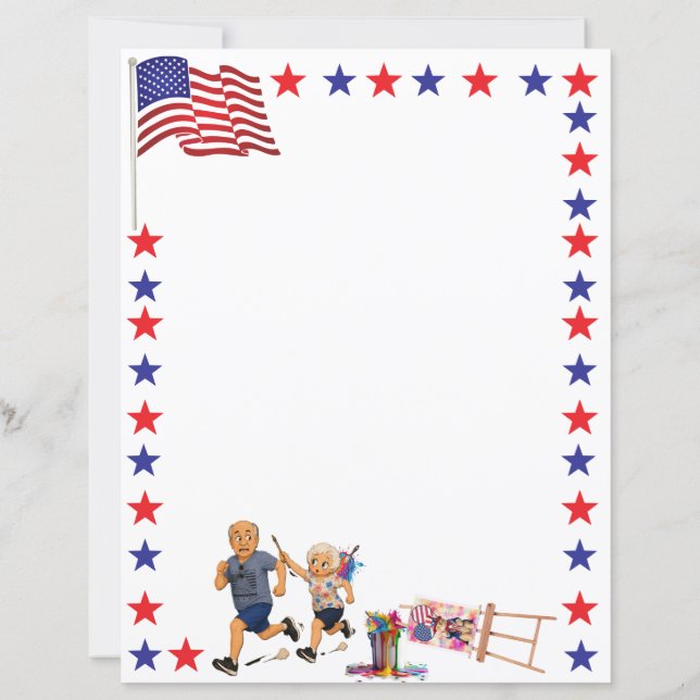 Patriotic Painting Disaster Stationery (Back)