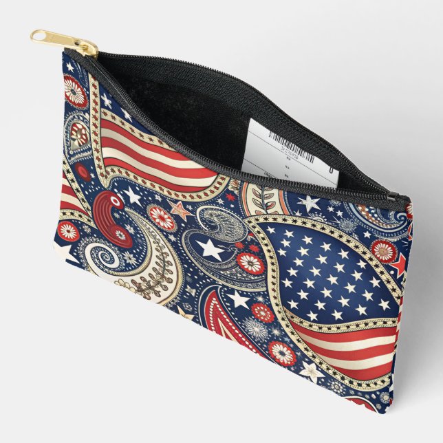 Patriotic Paisley  Accessory Pouch (Open)