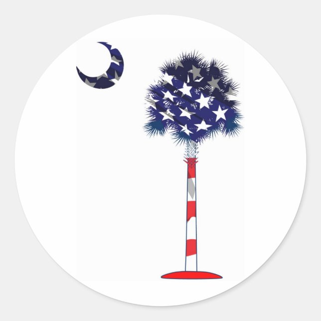 Patriotic Palmetto tree Classic Round Sticker (Front)