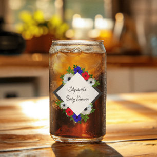 Patriotic Panda Anemone Baby Shower Can Glass