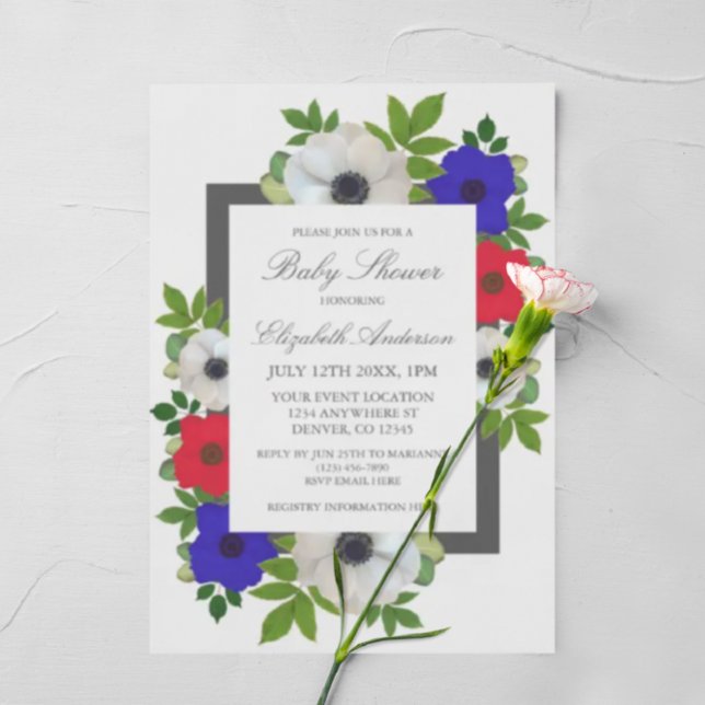 Patriotic Panda Anemone Baby Shower Invitation (Creator Uploaded)