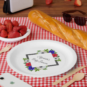 Patriotic Panda Anemone Baby Shower Paper Plate