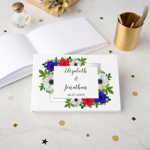 Patriotic Panda Anemone Wedding Guest Book