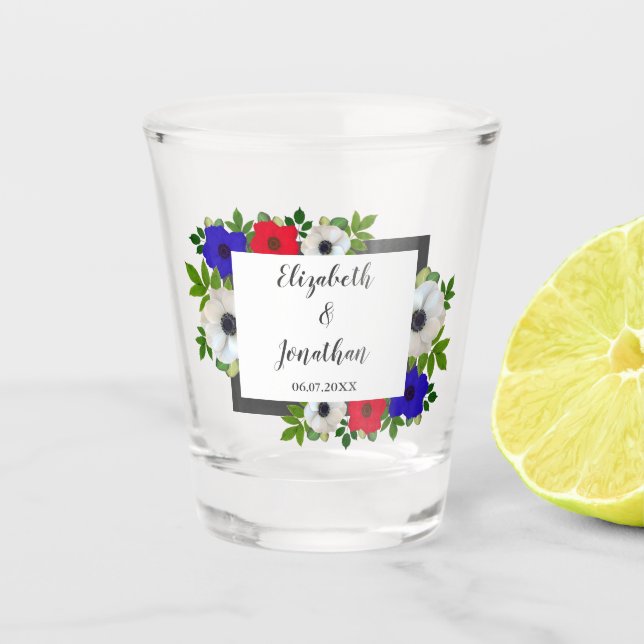 Patriotic Panda Anemone Wedding Shot Glass (Front)