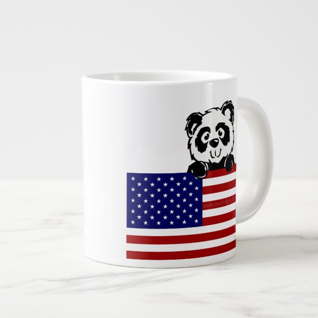 Patriotic Panda Large Coffee Mug (Front Right)