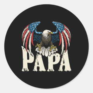 Patriotic Papa Bald Eagle Shirt Usa Flag 4th Of Ju Classic Round Sticker