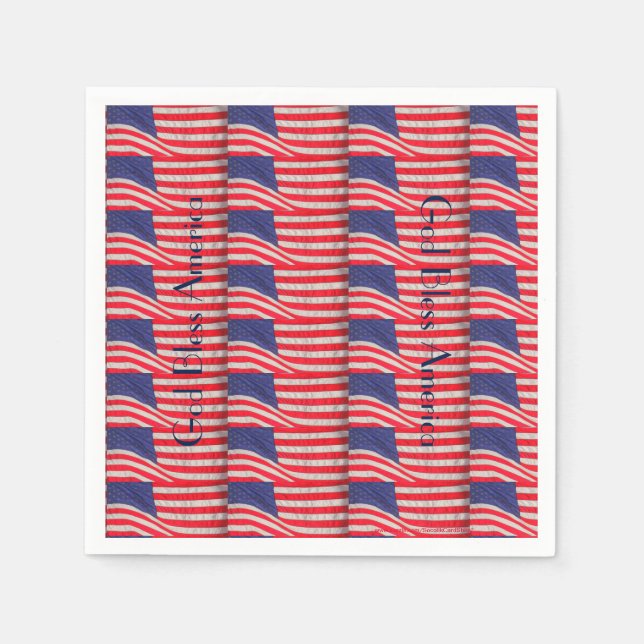 Patriotic Paper Napkins, God Bless America Napkin (Front)
