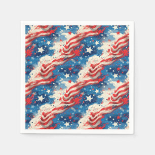 Patriotic Paper Napkins Red White and Blue Stars