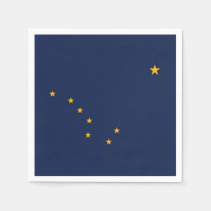 Patriotic paper napkins with flag of Alaska, USA