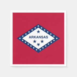 Patriotic paper napkins with flag of Arkansas, USA