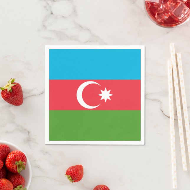 Patriotic paper napkins with flag of Azerbaijan (Insitu)