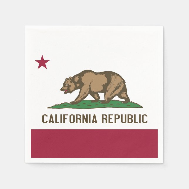 Patriotic paper napkins with flag of California (Front)