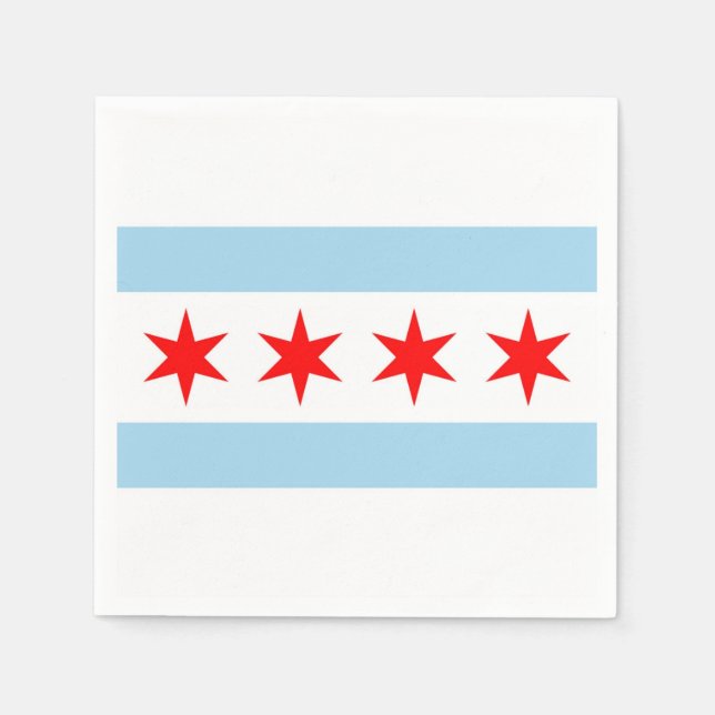 Patriotic paper napkins with flag of Chicago (Front)