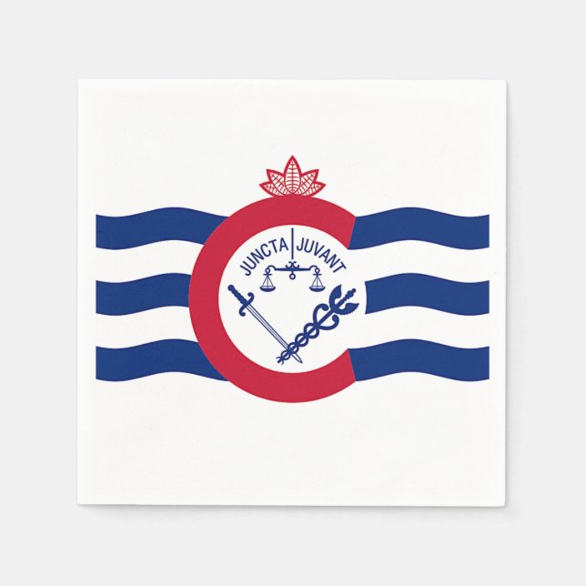 Patriotic paper napkins with flag of Cincinnati (Front)