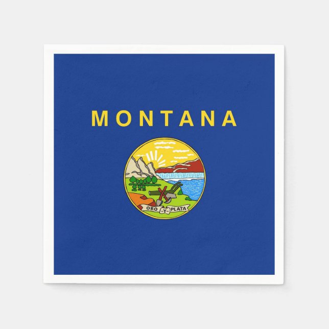 Patriotic paper napkins with flag of Montana (Front)