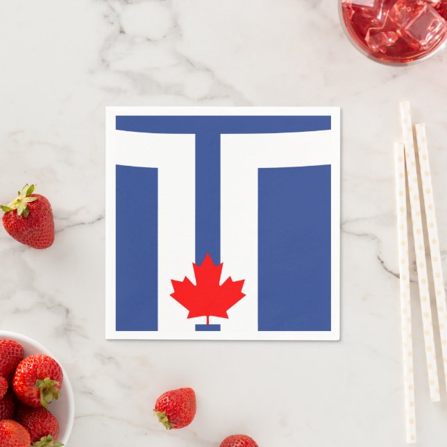 Patriotic paper napkins with flag of Toronto (Insitu)