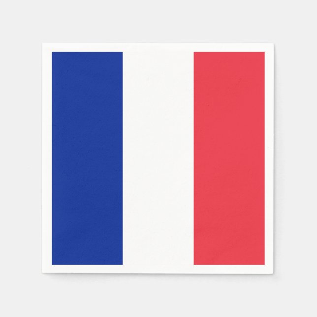 Patriotic paper napkins with France flag (Front)