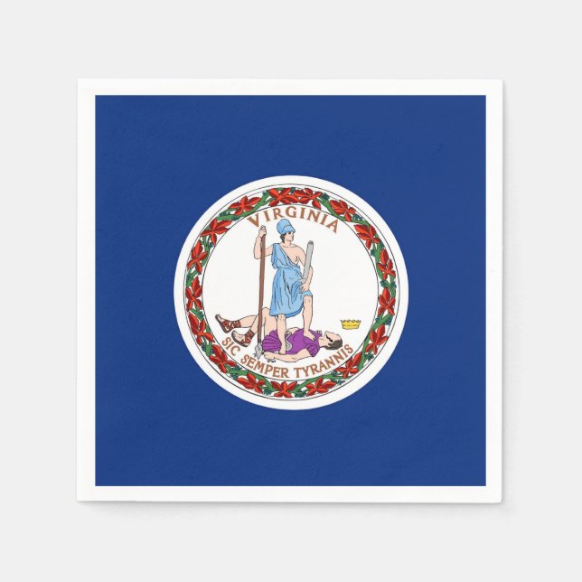 Patriotic paper napkins with Virginia flag (Front)