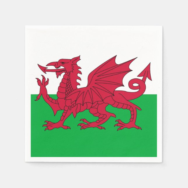 Patriotic paper napkins with Wales flag (Front)
