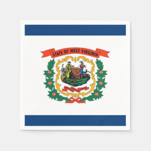 Patriotic paper napkins with West Virginia flag