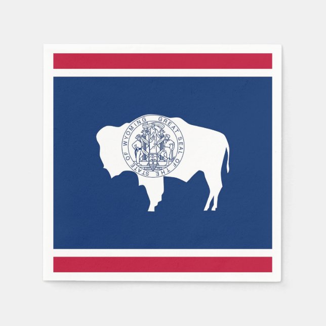 Patriotic paper napkins with Wyoming flag (Front)