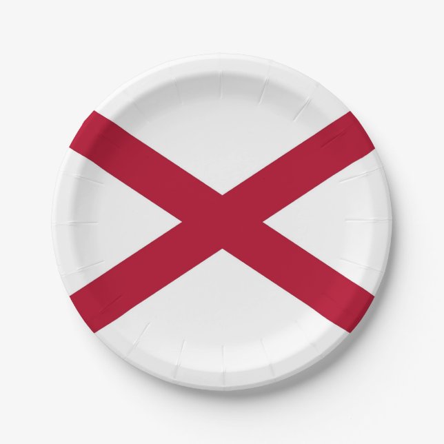 Patriotic paper plate with flag of Alabama. (Front)