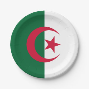 Patriotic paper plate with flag of Algeria