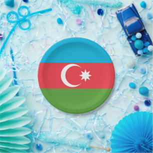 Patriotic paper plate with flag of Azerbaijan