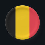 Patriotic paper plate with flag of Belgium<br><div class="desc">Enhance your dining experience with our paper plates featuring the flag of Belgium! Crafted for both convenience and cultural pride, these paper plates showcase the iconic design of the Belgian flag, featuring three vertical bands of black, yellow, and red. Whether you're hosting a Belgian-themed party, celebrating a special occasion, or...</div>