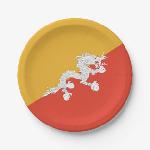 Patriotic paper plate with flag of Bhutan