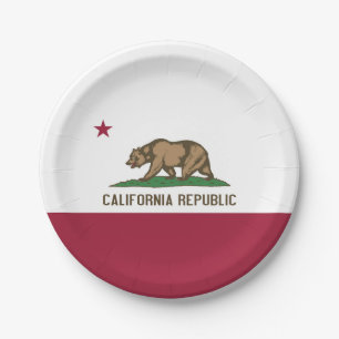 Patriotic paper plate with flag of California