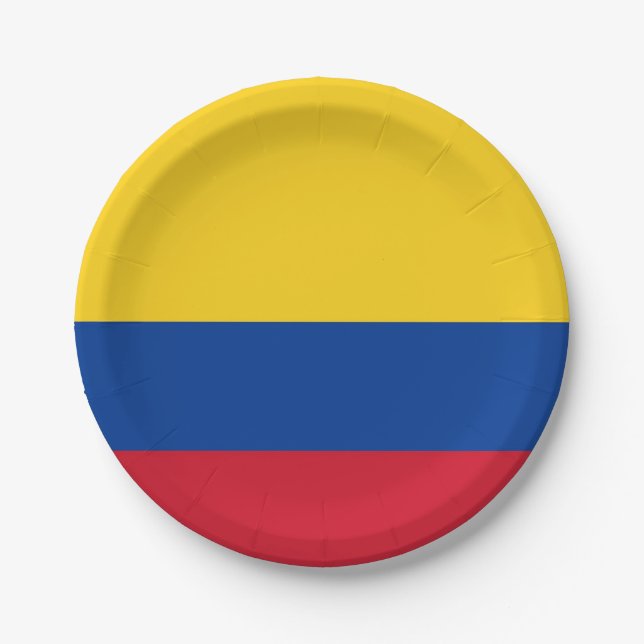 Patriotic paper plate with flag of Colombia (Front)